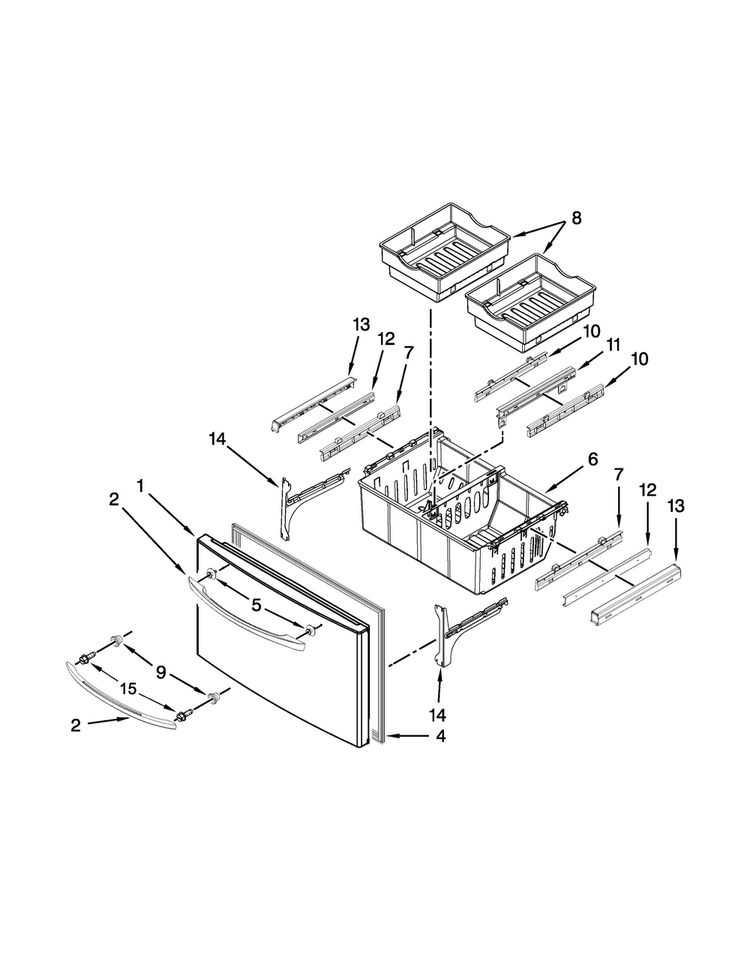 Freezer Door Parts Diagram and Parts List for AFI2538AEB4  Amana Refrigerator