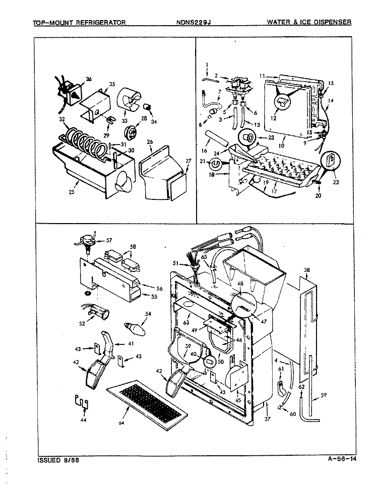 WATER & ICE DISPENSER Diagram and Parts List for NDNS229JA 8N44A Maytag Refrigerator