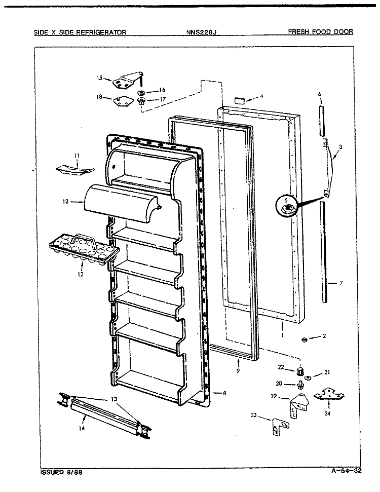 FRESH FOOD DOOR Diagram and Parts List for NNS228JA 8L37A Maytag Refrigerator