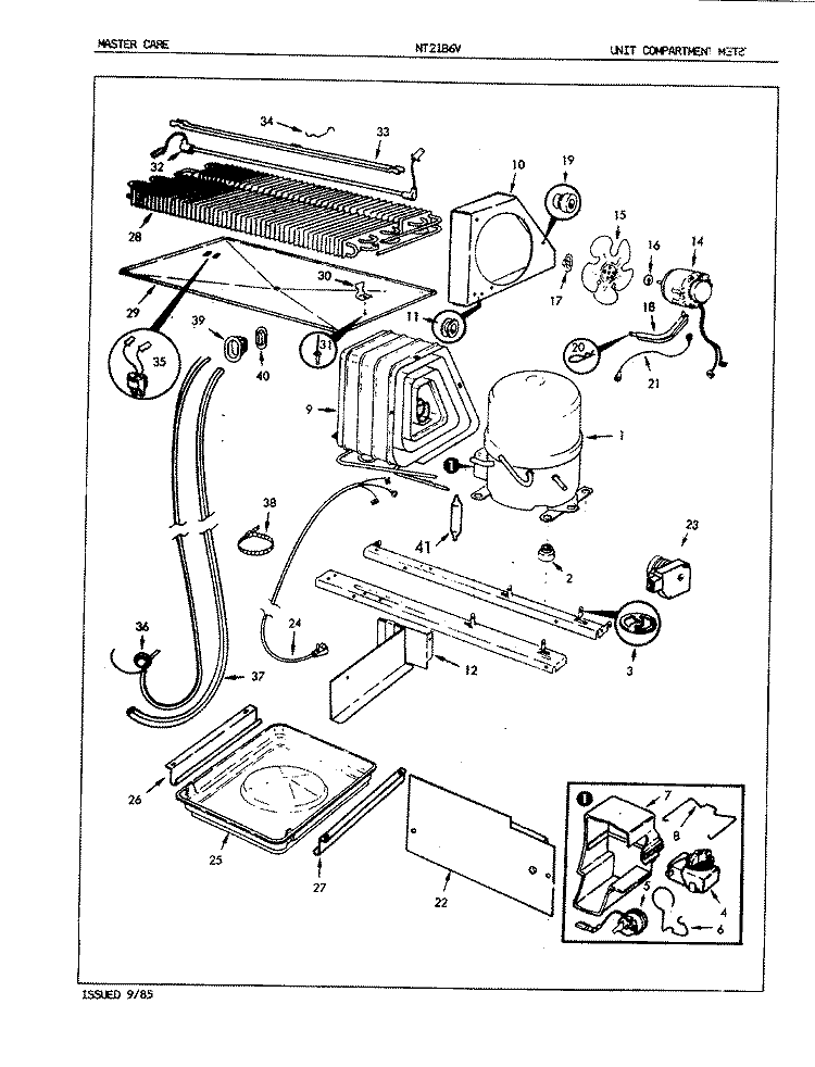 UNIT COMPARTMENT & SYSTEM Diagram and Parts List for NT21B6VA 5A75A Admiral Refrigerator