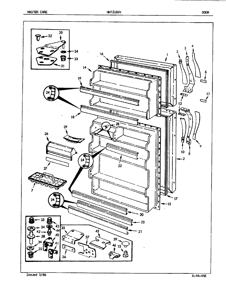 DOOR Diagram and Parts List for NT21B6VA 5A75A Admiral Refrigerator