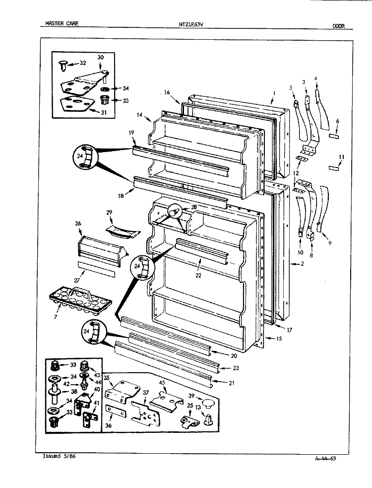 DOOR Diagram and Parts List for NT21E63A 4A56B Admiral Refrigerator