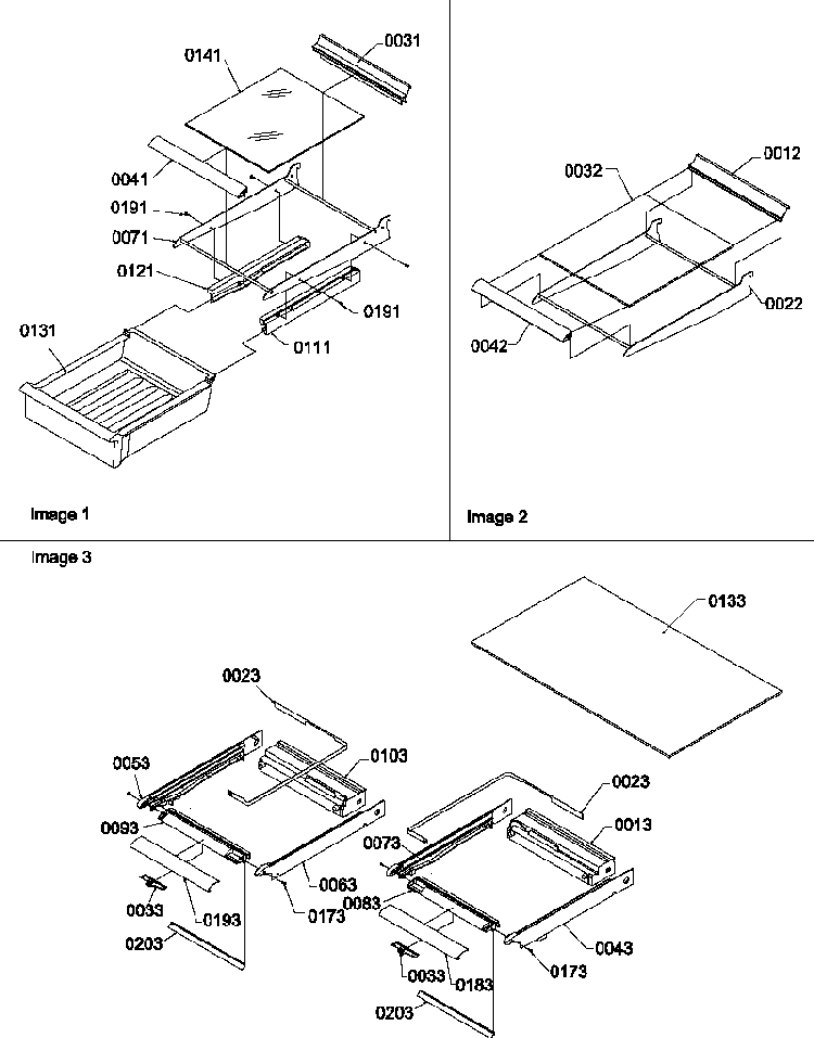 Shelving Assemblies Diagram and Parts List for TGI21VW-P1310901WW  Amana Refrigerator