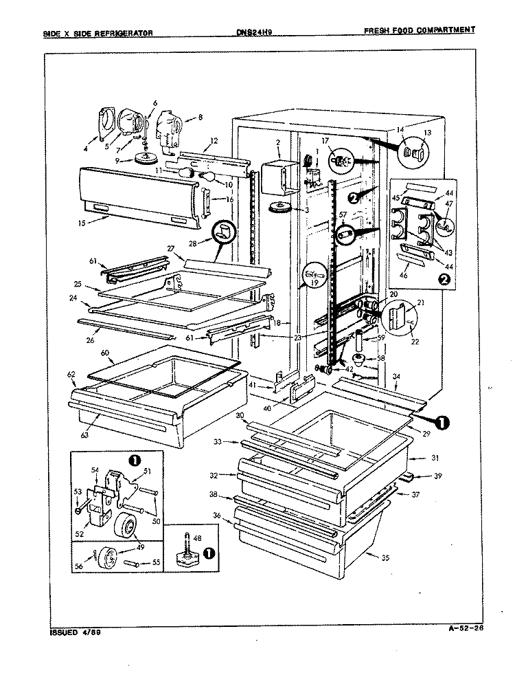 FRESH FOOD COMPARTMENT Diagram and Parts List for DNS24H9 8N58A Admiral Refrigerator