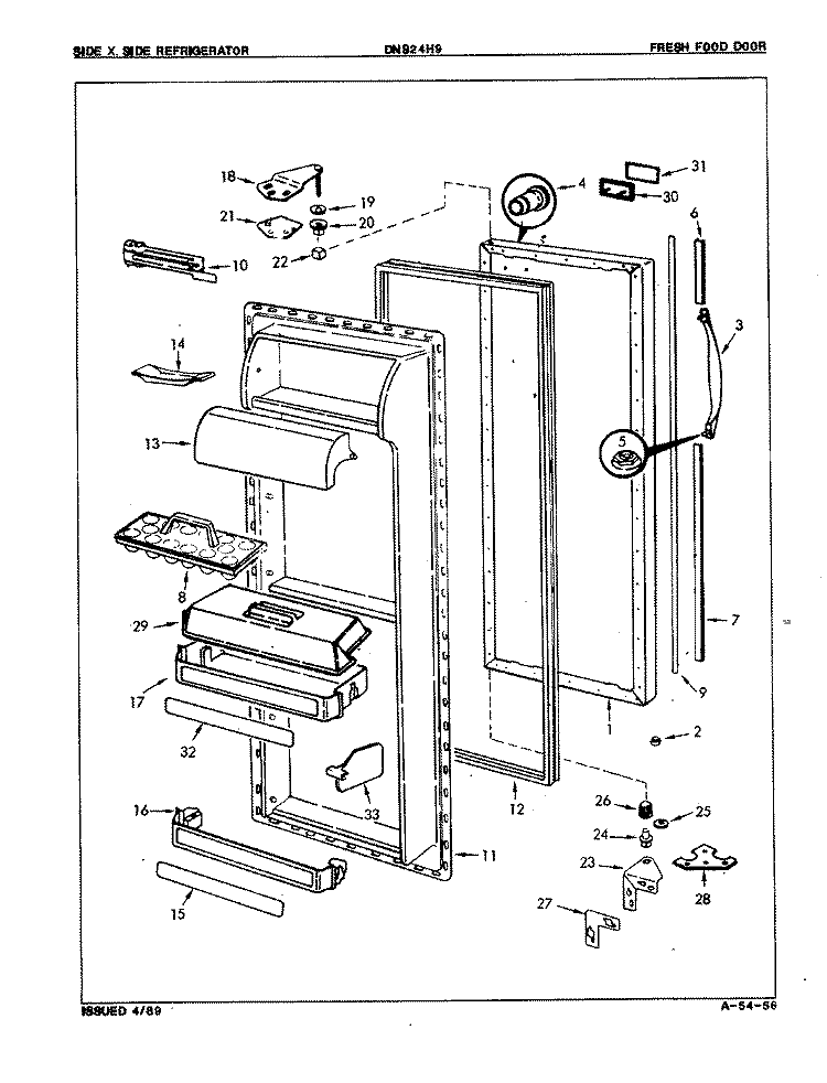 FRESH FOOD DOOR Diagram and Parts List for DNS24H9A 7L46A Admiral Refrigerator