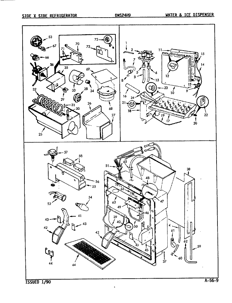WATER & ICE DISPENSER Diagram and Parts List for DNS24H9 8N58A Admiral Refrigerator