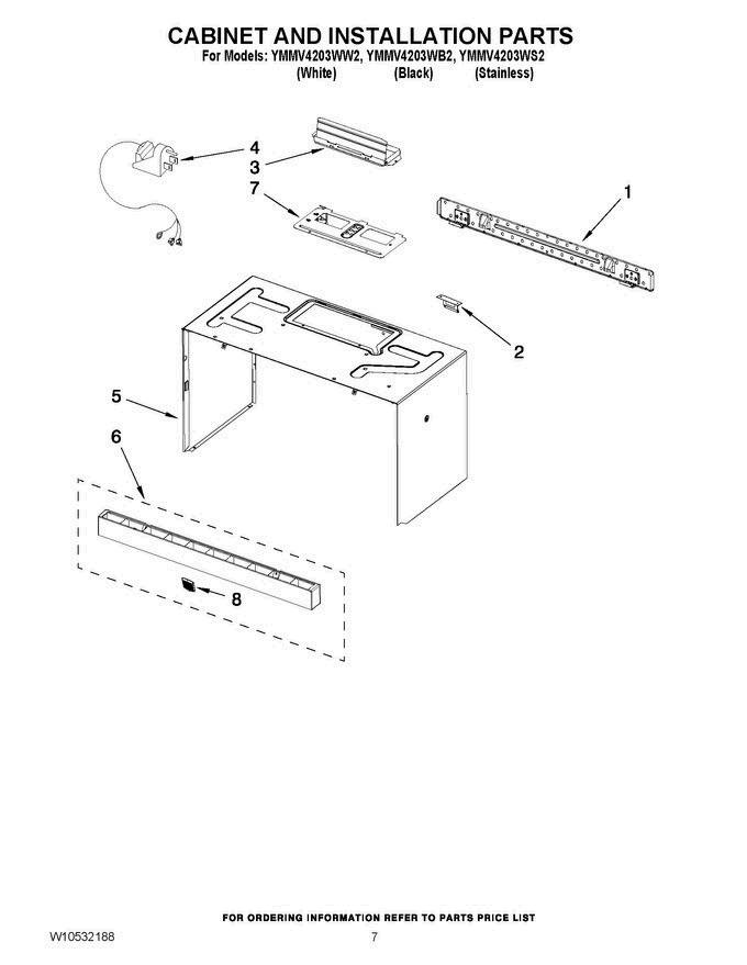06 - Cabinet And Installation Parts Diagram and Parts List for YMMV4203WB2  Maytag Microwave Oven Combo