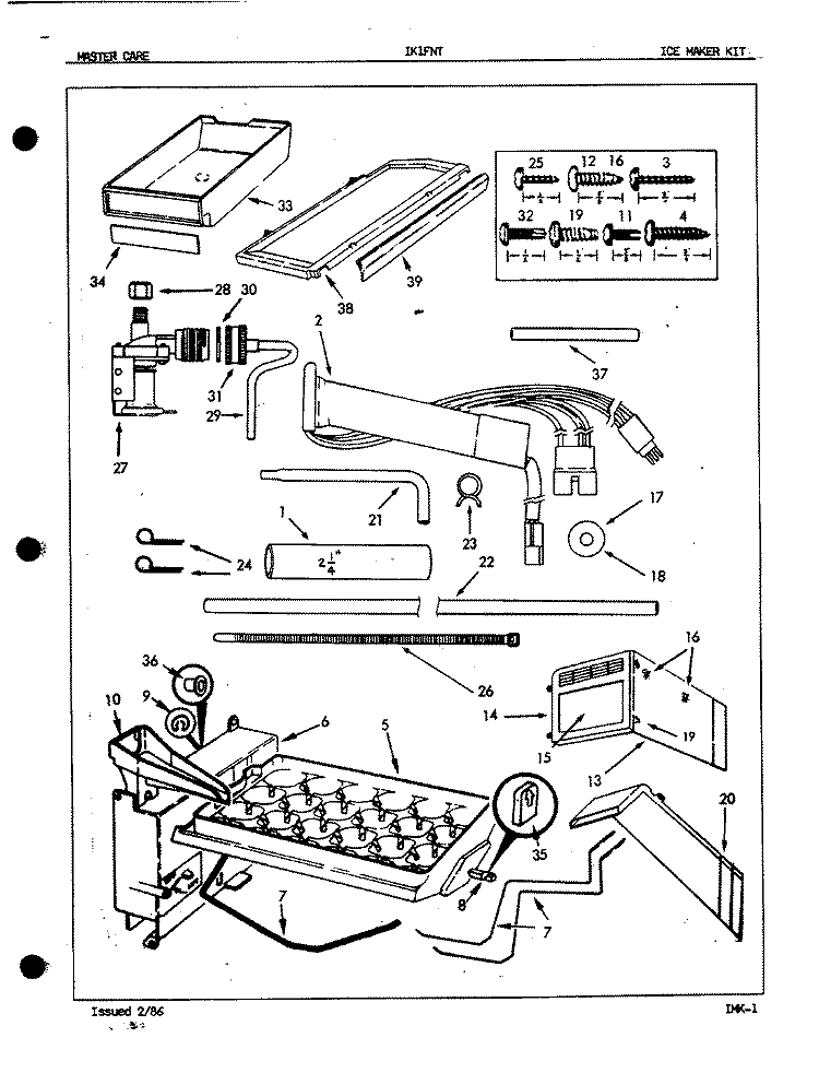 ICE MAKER KIT Diagram and Parts List for IK1FNT 5X42B Maytag Ice Maker