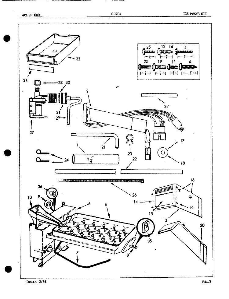 ICE MAKER KIT Diagram and Parts List for GIKTM 5X64A Maytag Ice Maker