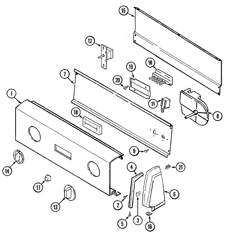 CONTROL PANEL (AAx) Diagram and Parts List for LDGA500AAM  Admiral Dryer