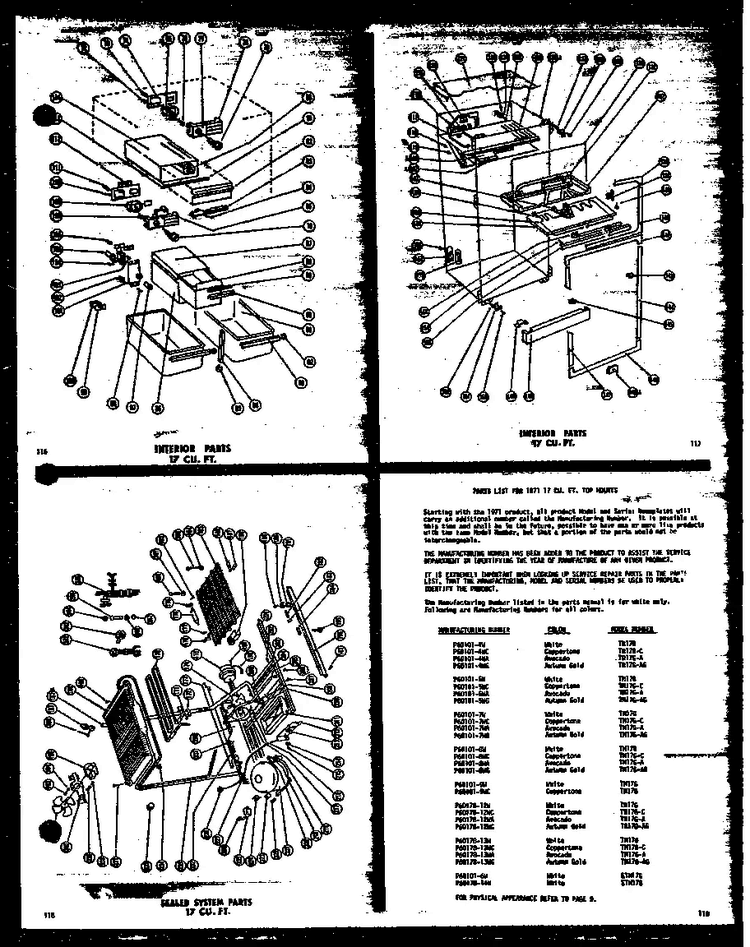 Interior Parts 17 Cu. Ft. Diagram and Parts List for T15G-C-P60100-2WC  Amana Refrigerator