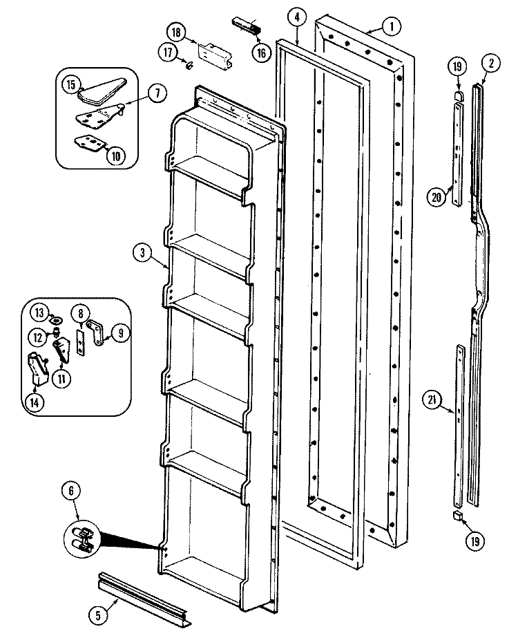 FREEZER DOOR Diagram and Parts List for RSDA228AAE  Admiral Refrigerator