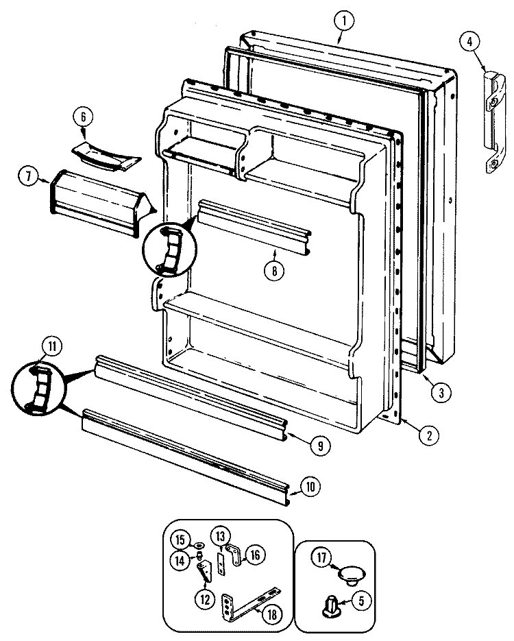 FRESH FOOD DOOR Diagram and Parts List for NT153NA  Maytag Refrigerator
