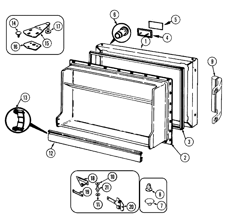 FREEZER DOOR Diagram and Parts List for NT153NA  Maytag Refrigerator