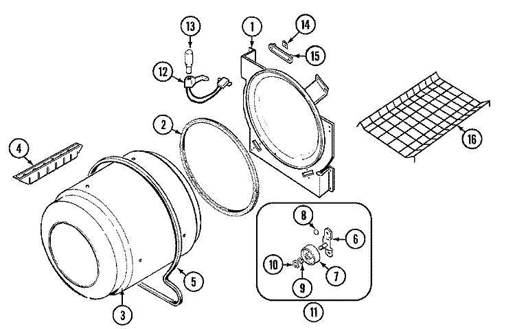 TUMBLER (AAx) Diagram and Parts List for LDGA500AAM  Admiral Dryer