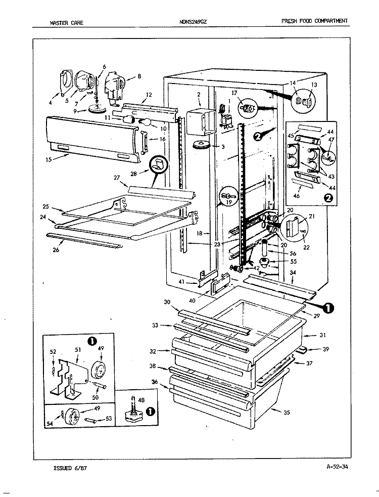 FRESH FOOD COMPARTMENT Diagram and Parts List for NDNS249GZ 7L36A Maytag Refrigerator