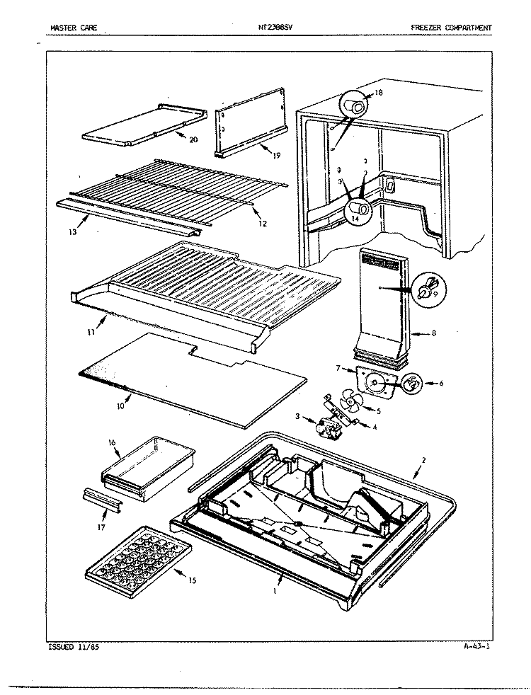 FREEZER COMPARTMENT Diagram and Parts List for NT23B8SVA 5A78A Admiral Refrigerator