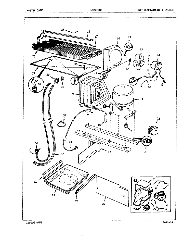UNIT COMPARTMENT & SYSTEM Diagram and Parts List for NNT218GX 5E48A Maytag Refrigerator