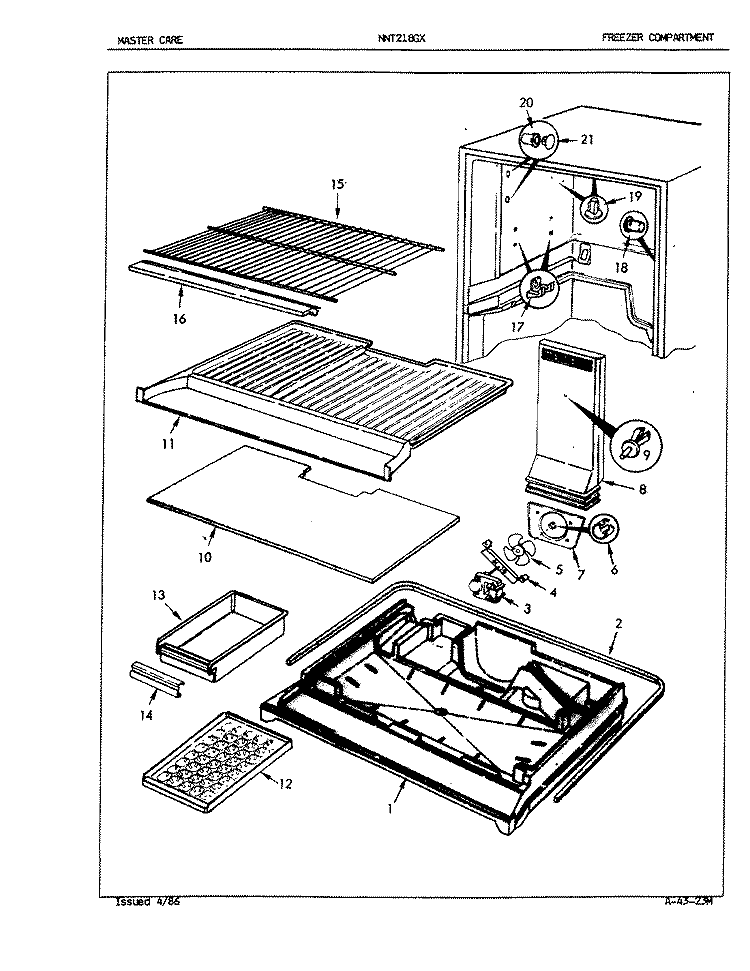 FREEZER COMPARTMENT Diagram and Parts List for NNT218GX 5E48A Maytag Refrigerator