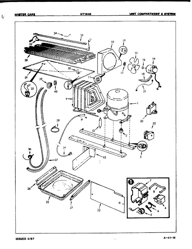 UNIT COMPARTMENT & SYSTEM Diagram and Parts List for NT19H6H 7A54A Maytag Refrigerator