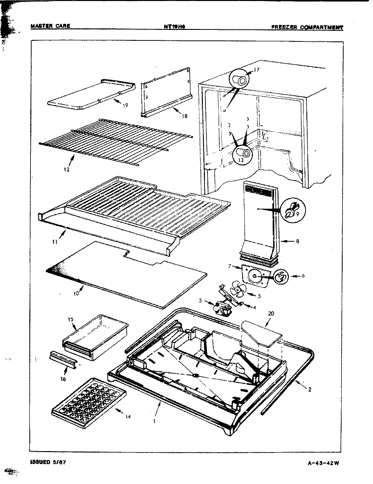 FREEZER COMPARTMENT Diagram and Parts List for NT19H6H 7A54A Maytag Refrigerator