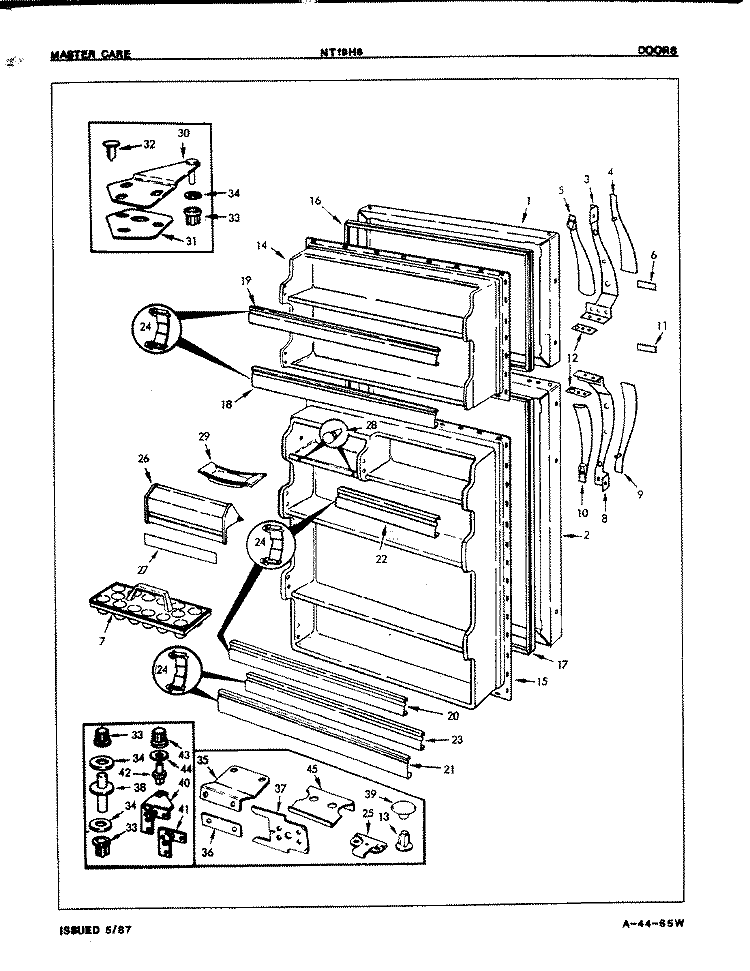 DOORS Diagram and Parts List for NT19H6A 7A54B Maytag Refrigerator