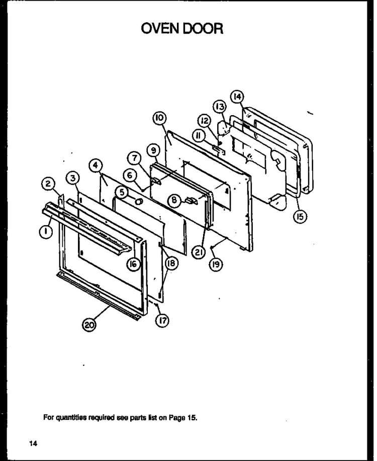 Oven Door Diagram and Parts List for AC027DE-P1172603S  Amana Wall Oven