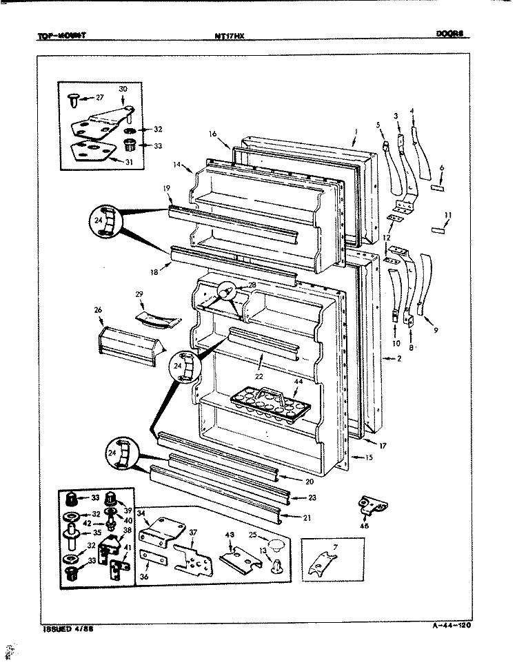 DOORS Diagram and Parts List for NT17HXA 7D27A International Refrigerator