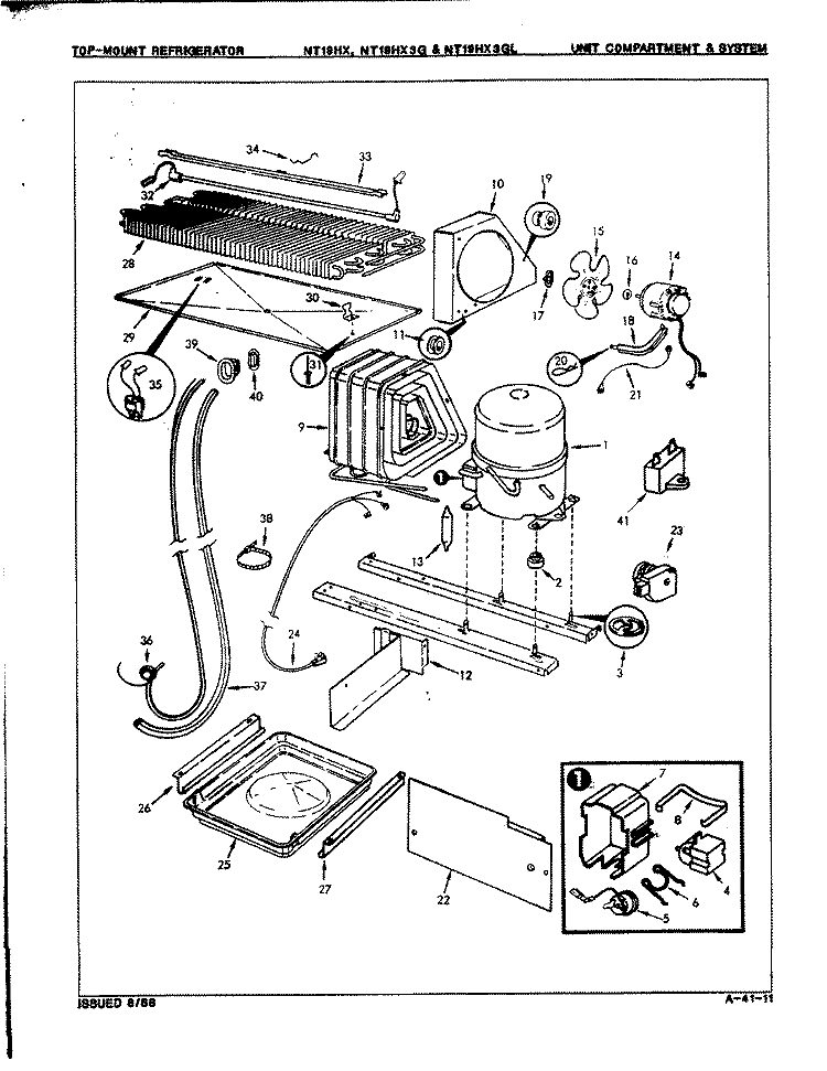 UNIT COMPARTMENT & SYSTEM Diagram and Parts List for NT19HX3GH 8D58A Maytag Refrigerator