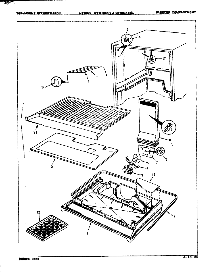 FREEZER COMPARTMENT Diagram and Parts List for NT19HX3GH 8D58A Maytag Refrigerator