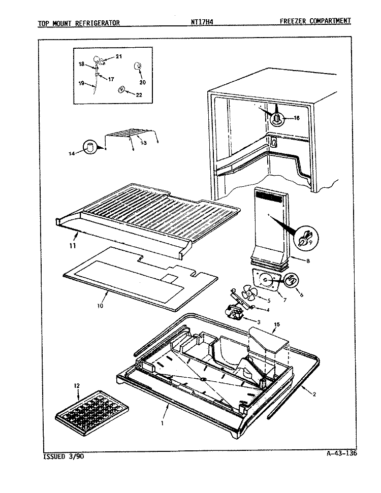 FREEZER COMPARTMENT Diagram and Parts List for NT17H4A 9B04A Admiral Refrigerator