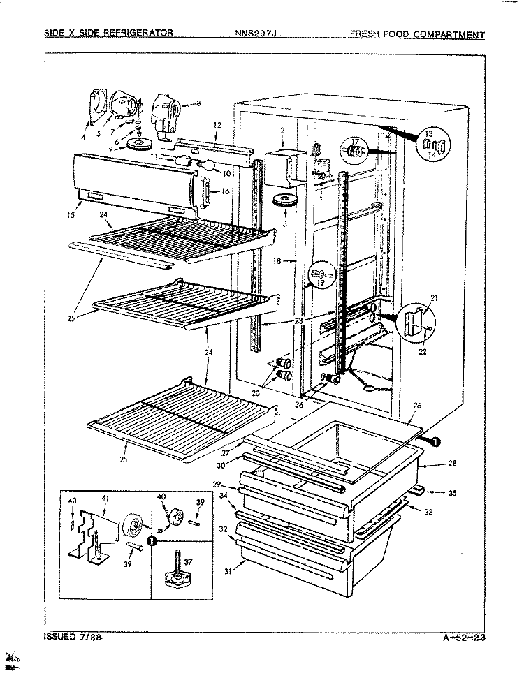 FRESH FOOD COMPARTMENT Diagram and Parts List for NNS207JA 8L34A Maytag Refrigerator