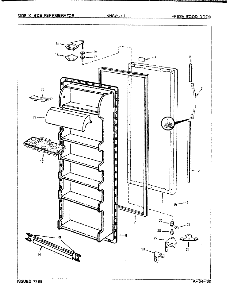 FRESH FOOD DOOR Diagram and Parts List for NNS207JA 8L34A Maytag Refrigerator