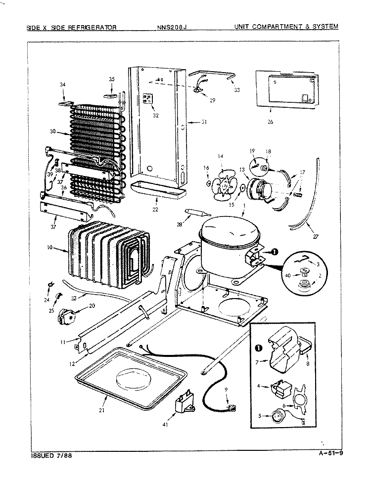 UNIT COMPARTMENT & SYSTEM Diagram and Parts List for NNS208JA 8L36A Maytag Refrigerator