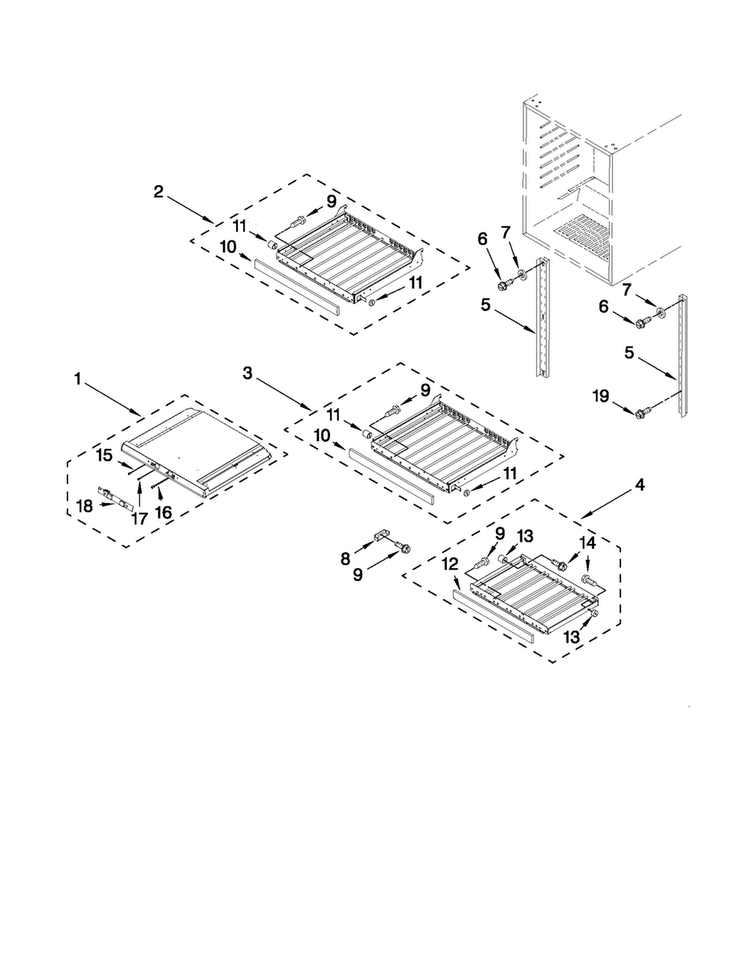 Shelf Parts Diagram and Parts List for JUW248LWRS11  Jenn-Air Wine and Beverage Cooler