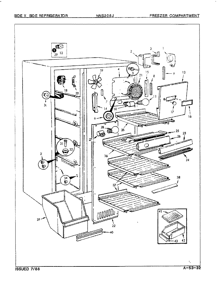 FREEZER COMPARTMENT Diagram and Parts List for NNS208JA 8L36A Maytag Refrigerator