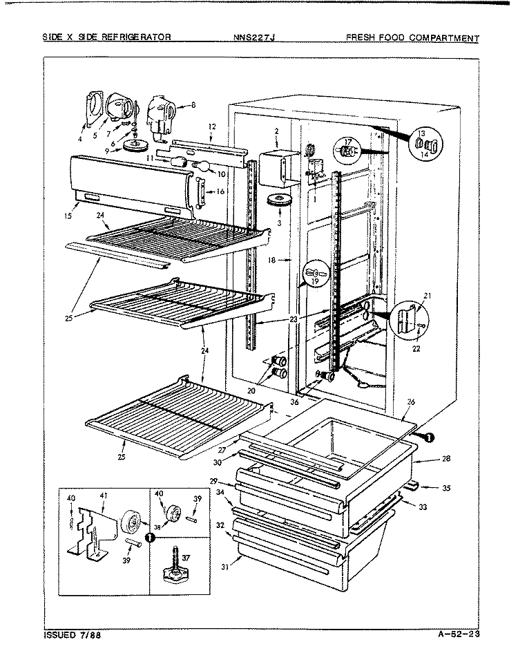FRESH FOOD COMPARTMENT Diagram and Parts List for NNS227JA 8L35A Maytag Refrigerator