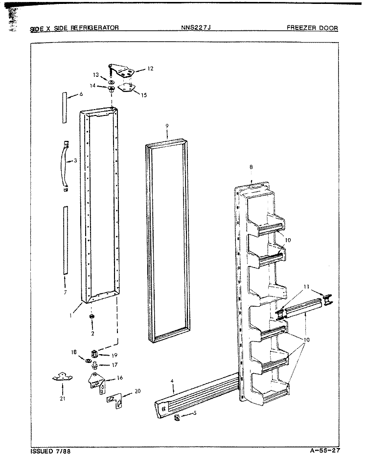 FREEZER DOOR Diagram and Parts List for NNS227JA 8L35A Maytag Refrigerator