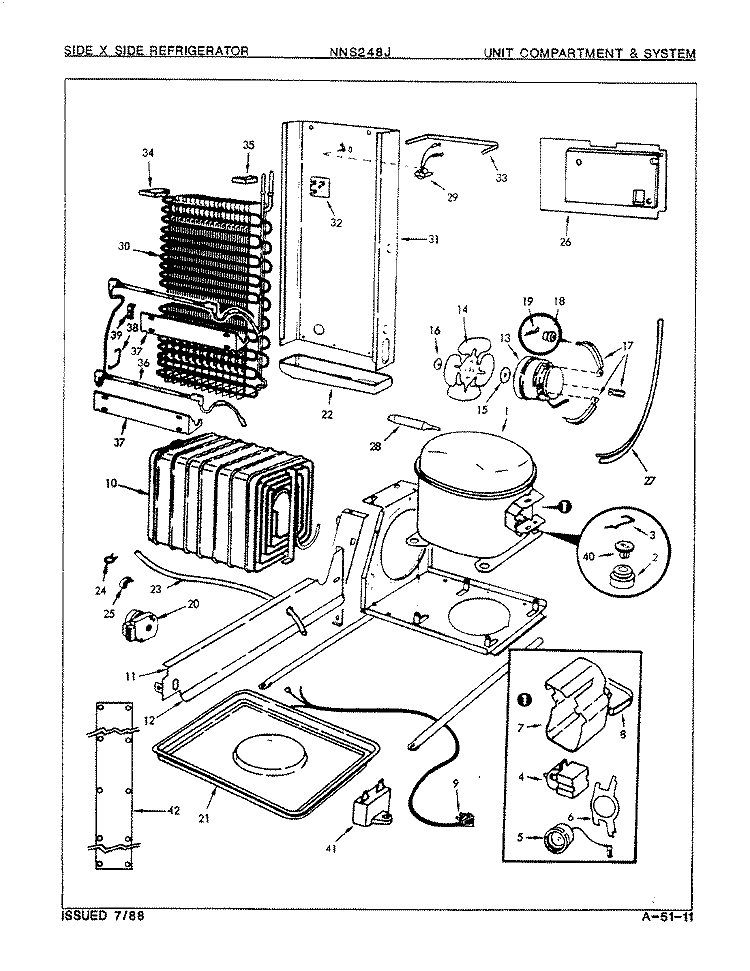 UNIT COMPARTMENT & SYSTEM Diagram and Parts List for NNS248JA 8L39A Maytag Refrigerator
