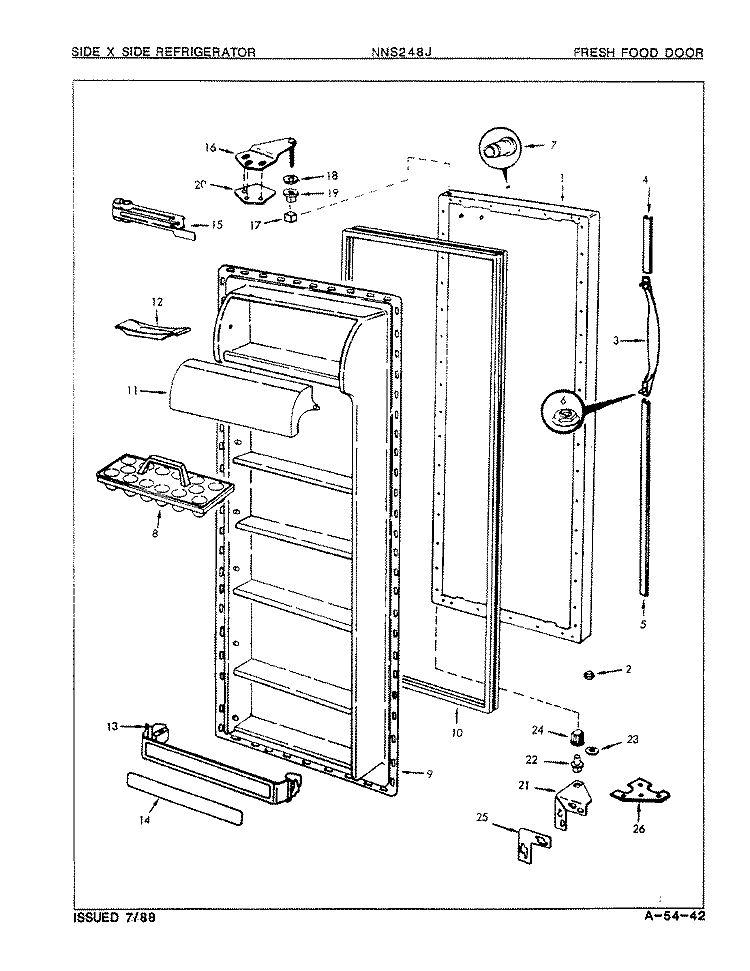 FRESH FOOD DOOR Diagram and Parts List for NNS248JA 8L39A Maytag Refrigerator