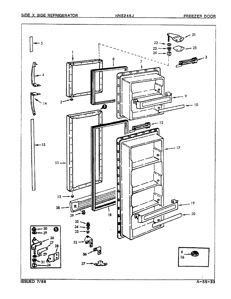 FREEZER DOOR Diagram and Parts List for NNS248JA 8L39A Maytag Refrigerator
