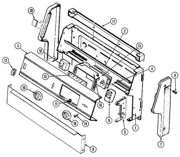 CONTROL PANEL Diagram and Parts List for CRGA600AAL  Admiral Range
