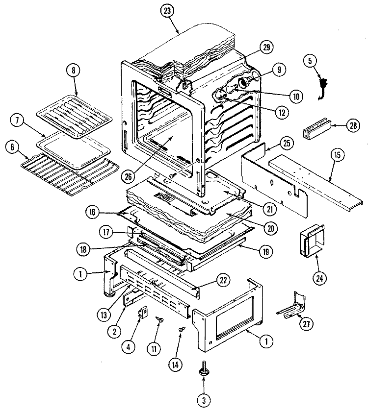 OVEN Diagram and Parts List for CRGA650AAL  Admiral Range