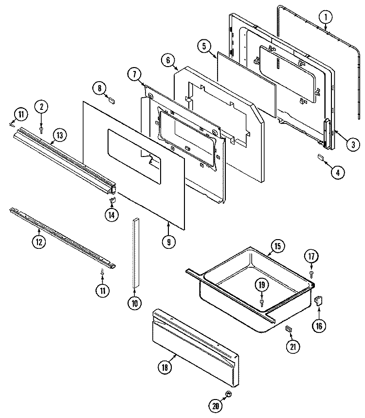 DOOR / DRAWER (CC3531XUx) Diagram and Parts List for CC3531WUV  Crosley Range