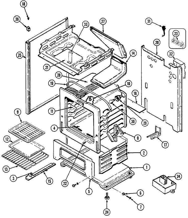 OVEN Diagram and Parts List for G3287XRA  Maytag Range