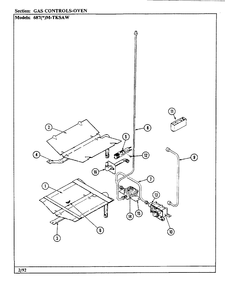 CONTROL SYSTEM (OVEN) Diagram and Parts List for 687AM-TKSAW  Admiral Range