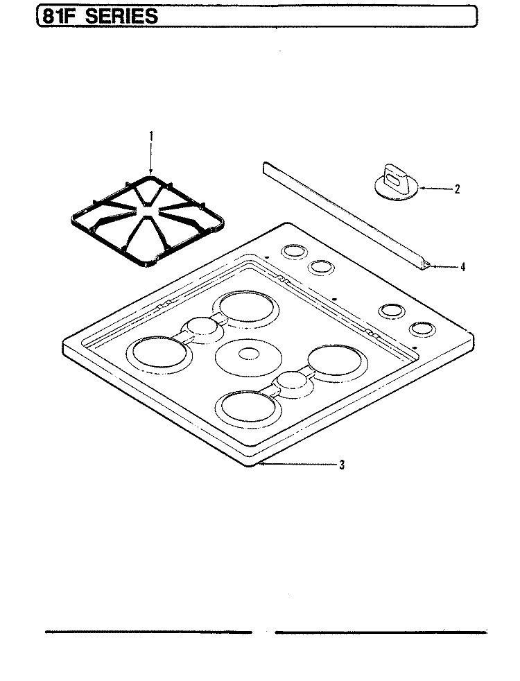 TOP ASSY. Diagram and Parts List for 81FA-1  Magic Chef Cooktop