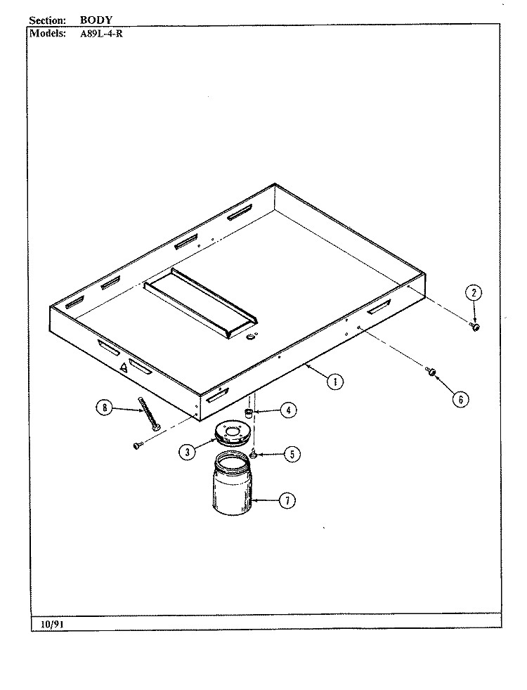 BLOWER PLENUM Diagram and Parts List for A89L-4-R  Admiral Cooktop