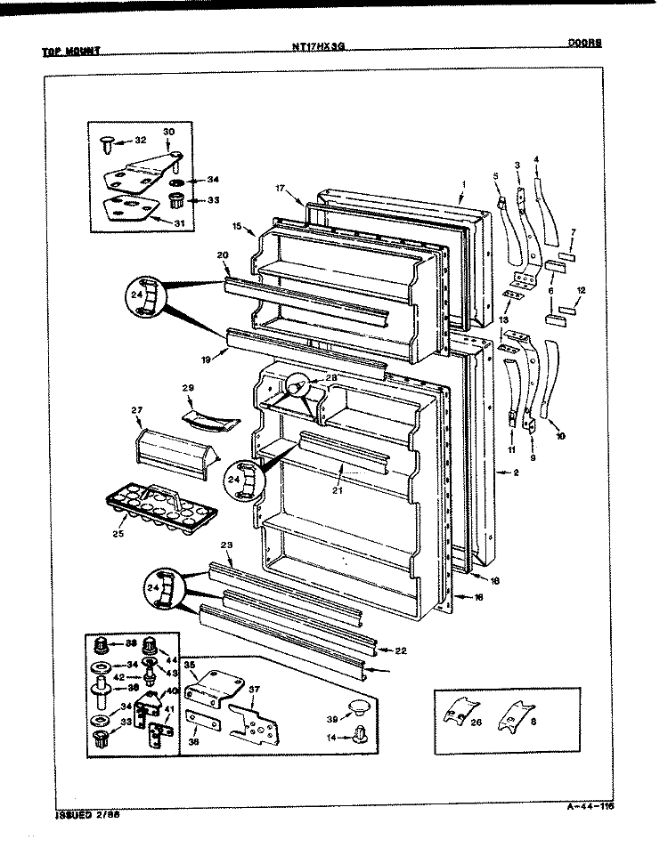 DOORS Diagram and Parts List for NT17HX3G 7D24A International Refrigerator