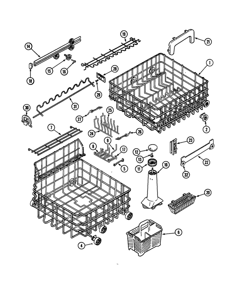 Track And Rack Assembly Diagram and Parts List for JDB6510AWD  Jenn-Air Dishwasher